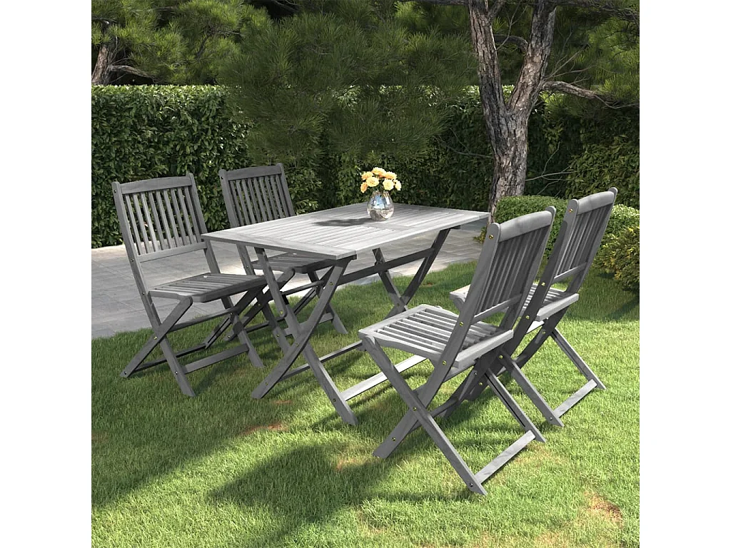 Warrington  Ensemble à manger de jardin 5 pcs Bois d'acacia massif Gris