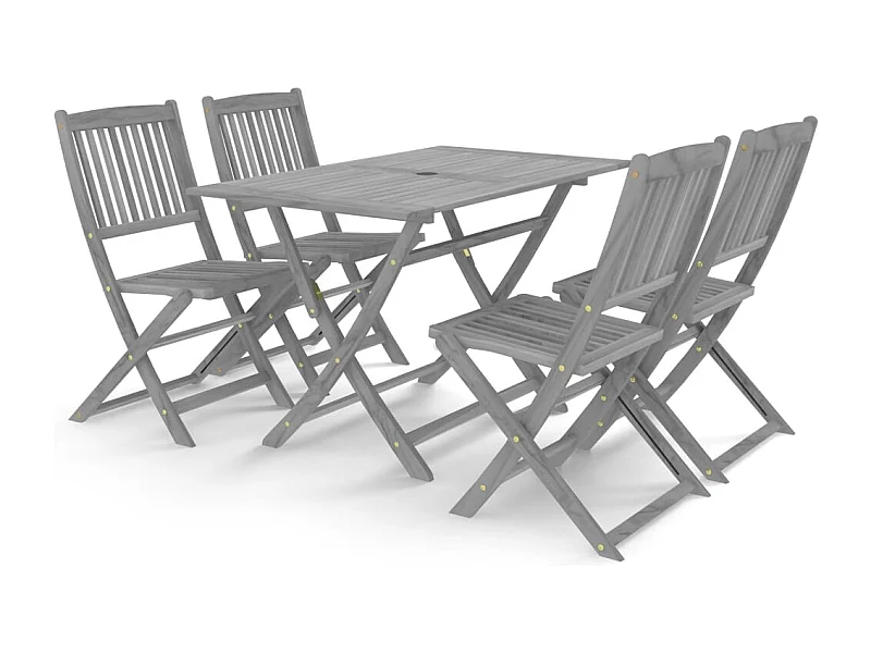 Warrington  Ensemble à manger de jardin 5 pcs Bois d'acacia massif Gris