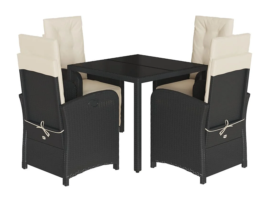 Prolenta Premium -  5-delige Tuinset met kussens poly rattan zwart