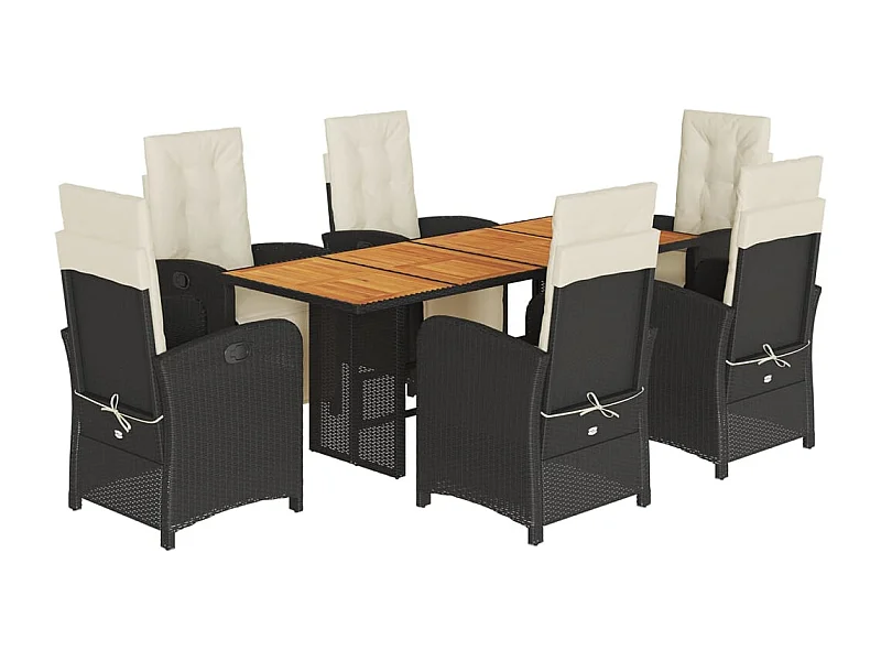 Thomian  7-delige Tuinset met kussens poly rattan zwart