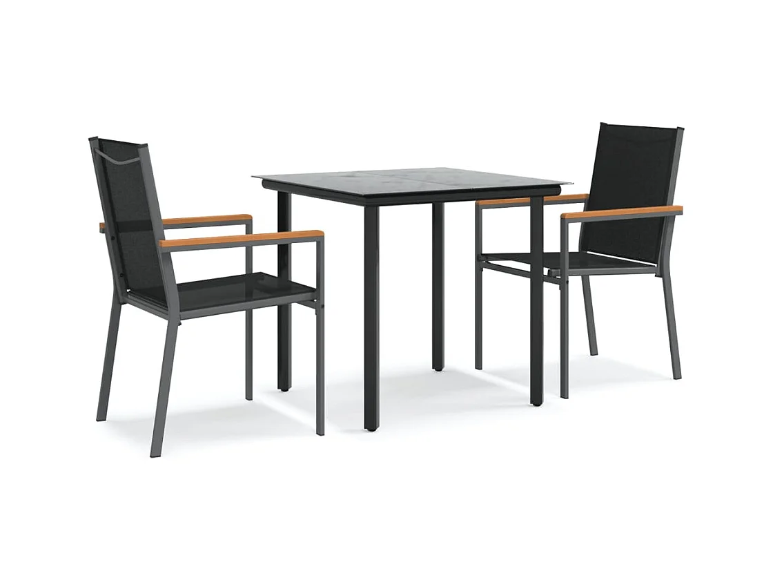 Ivanna  3-delige Tuinset textileen en staal zwart