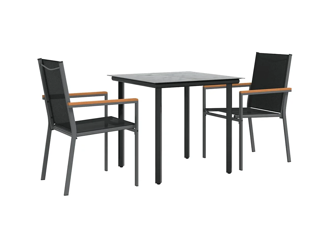 Ivanna  3-delige Tuinset textileen en staal zwart