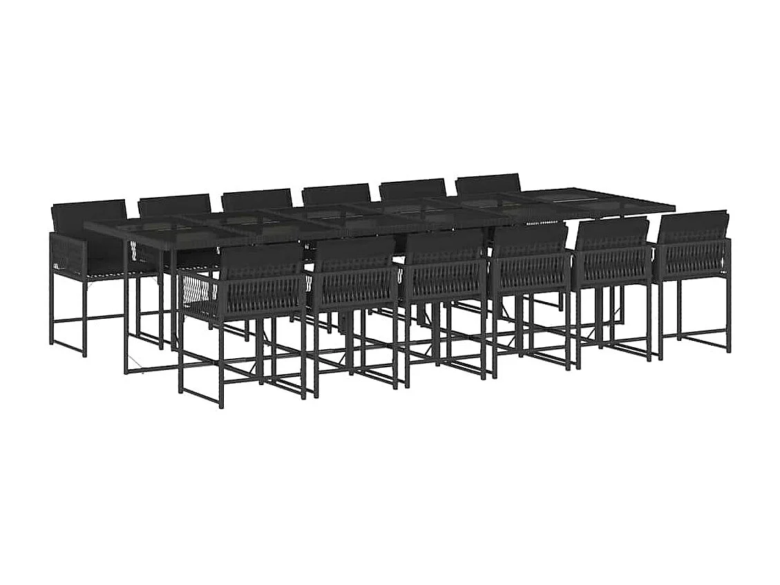 Sharif  13-delige Tuinset met kussens poly rattan zwart