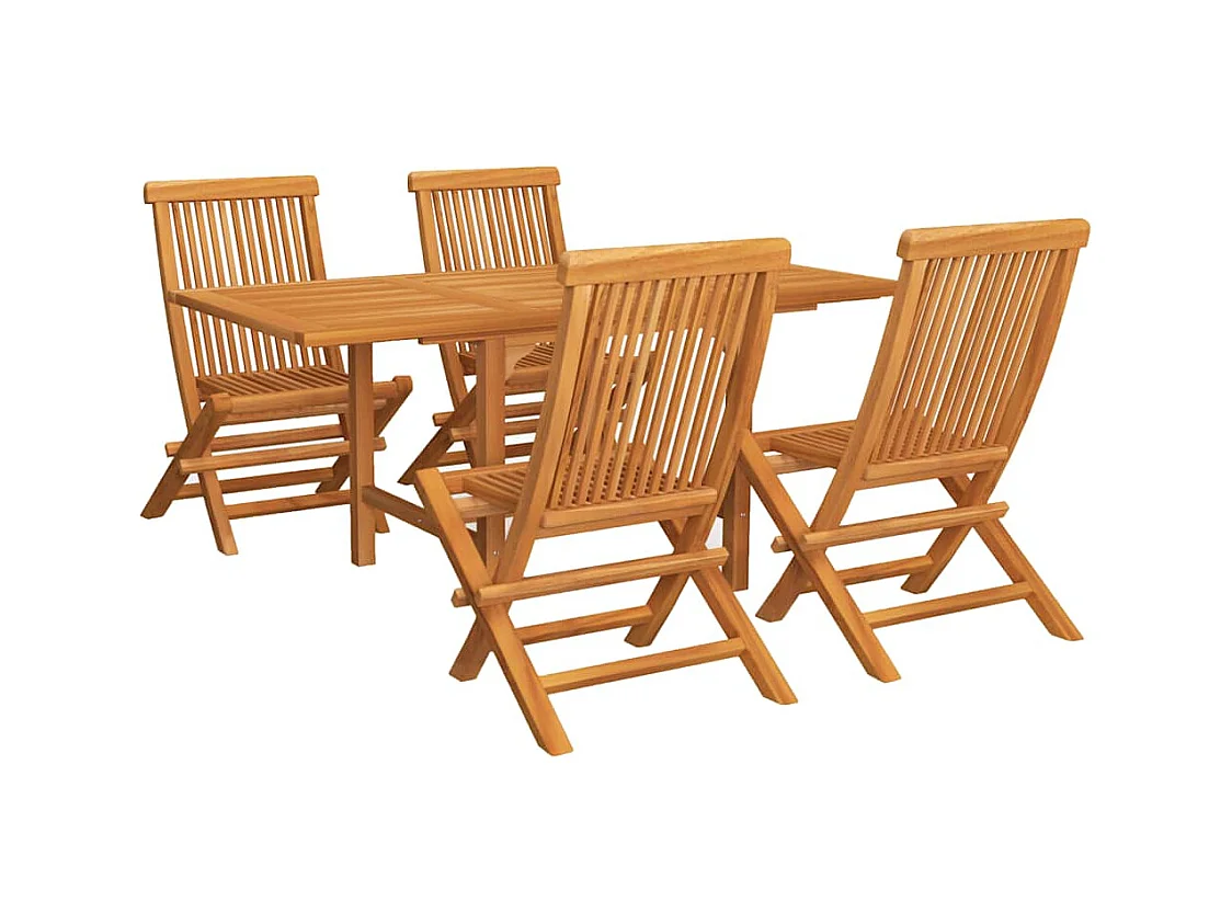 Jacques-Sébastien  Ensemble à manger de jardin 5 pcs Bois de teck massif