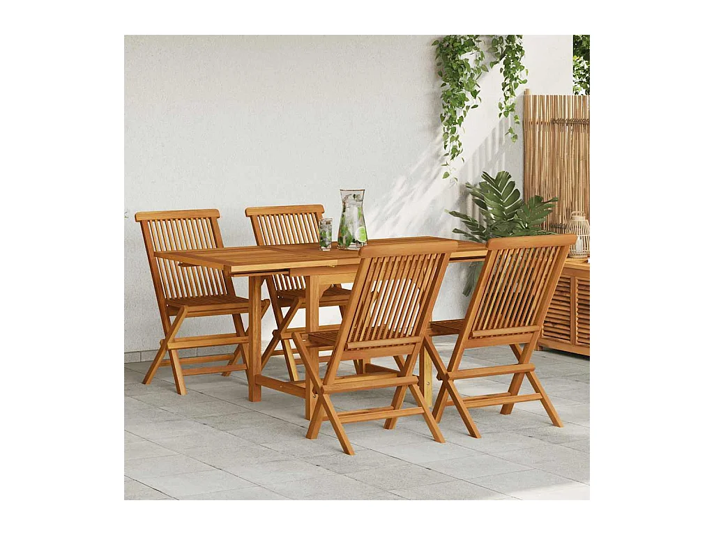 Jacques-Sébastien  Ensemble à manger de jardin 5 pcs Bois de teck massif