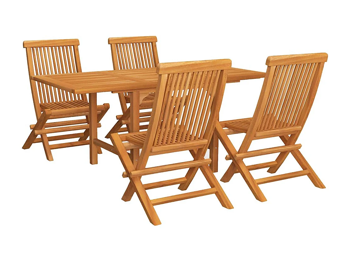 Jacques-Sébastien  Ensemble à manger de jardin 5 pcs Bois de teck massif