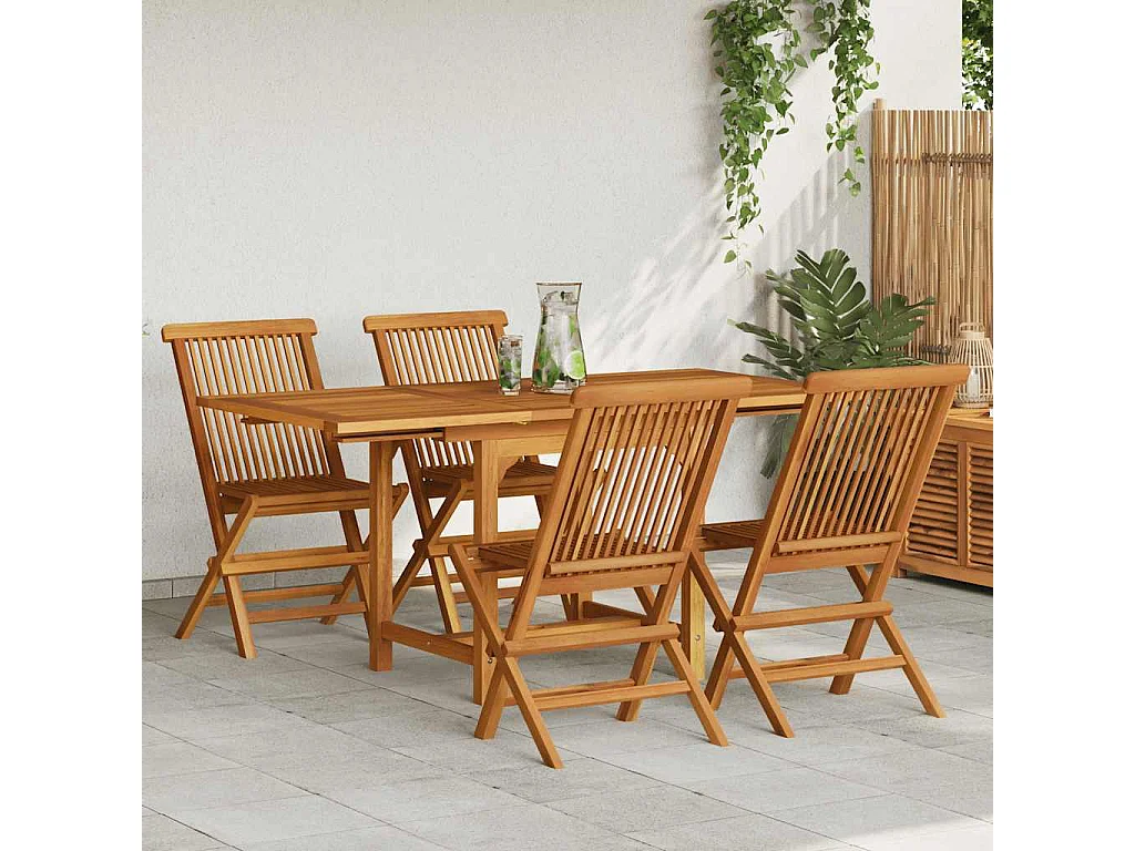 Jacques-Sébastien  Ensemble à manger de jardin 5 pcs Bois de teck massif