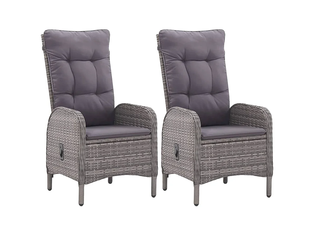 Tatum  Ensemble à Manger de jardin 3 pcs Résine tressée et verre Gris