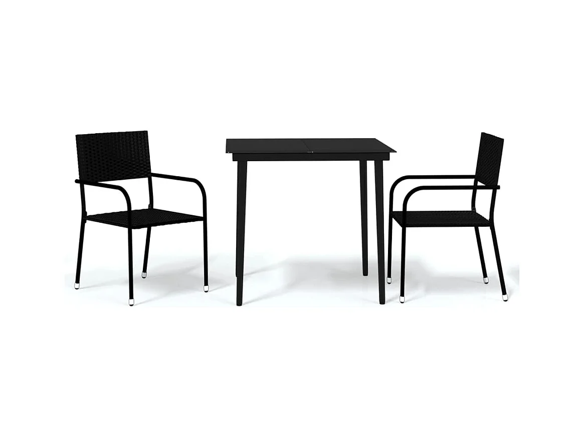 La Verne  Ensemble à manger de jardin 3 pcs Noir
