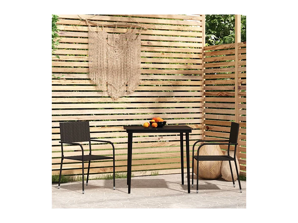 La Verne  Ensemble à manger de jardin 3 pcs Noir