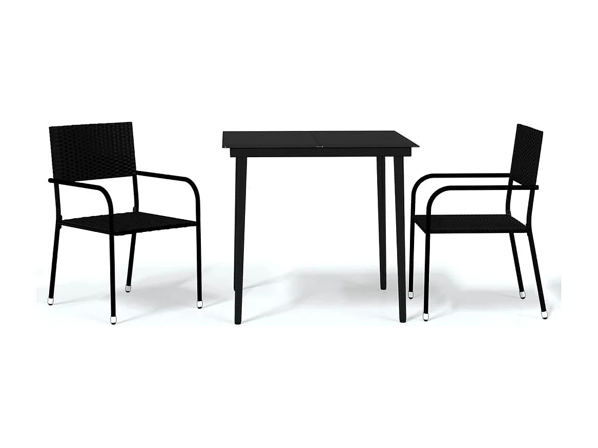 La Verne  Juego de comedor para jardín 3 piezas negro