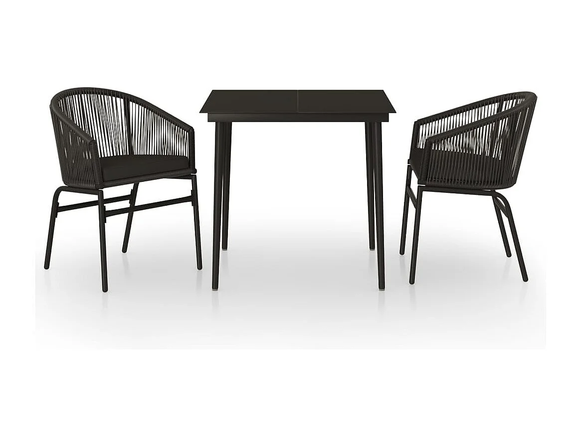 Belric  Ensemble à manger de jardin 3 pcs Noir