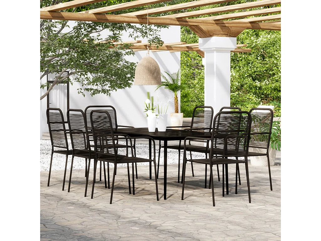 Georgia Ann  Juego de comedor de jardín 9 piezas negro