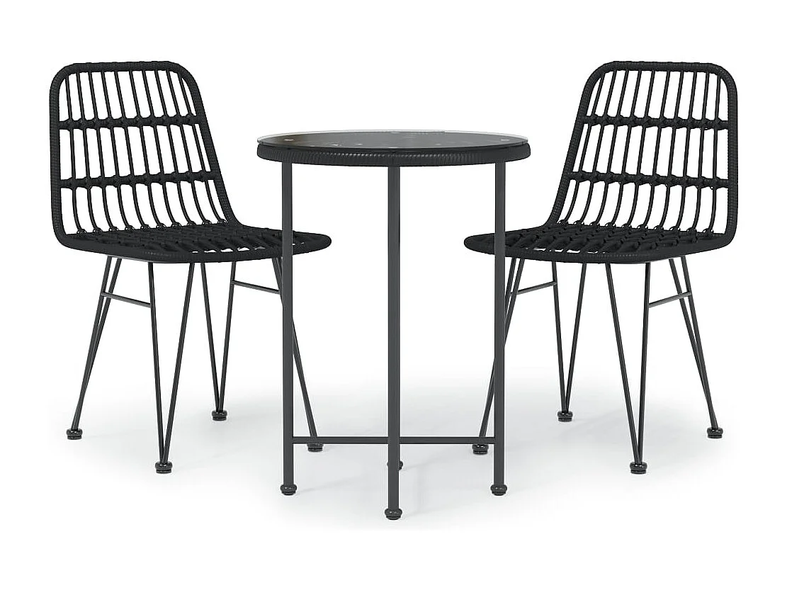 Prolenta Premium -  Juego de comedor de jardín 3 piezas ratán sintético negro