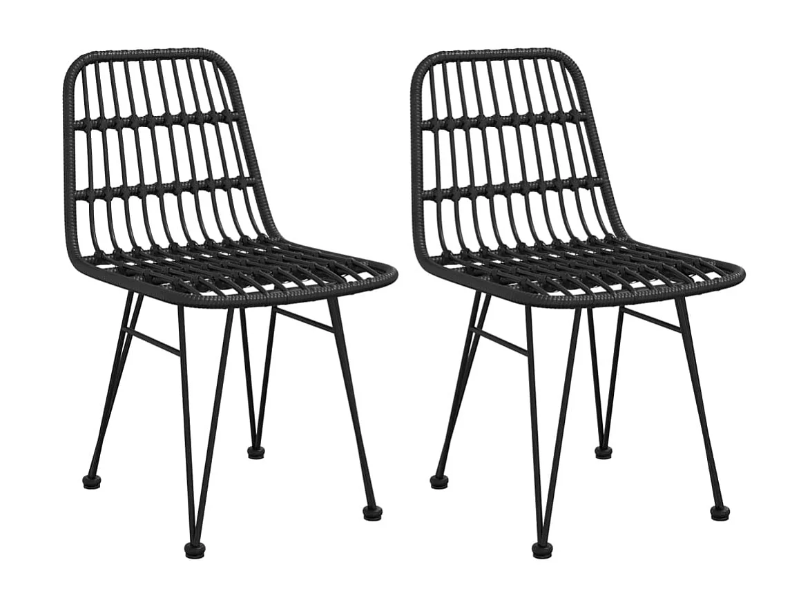 Prolenta Premium -  Juego de comedor de jardín 3 piezas ratán sintético negro