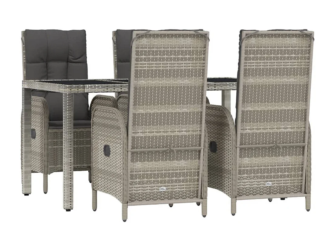 Piero  Set comedor de jardín 5 piezas con cojines ratán sintético gris