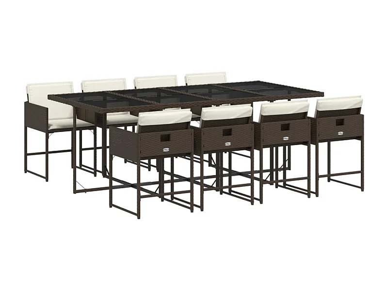 Sener  Ensemble à manger de jardin et coussins 9 pcs marron poly rotin