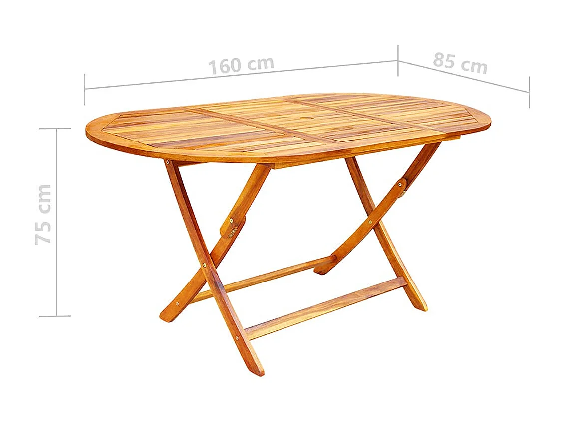 Elviira  Ensemble à manger de jardin pliable 9 pcs bois d'acacia solide