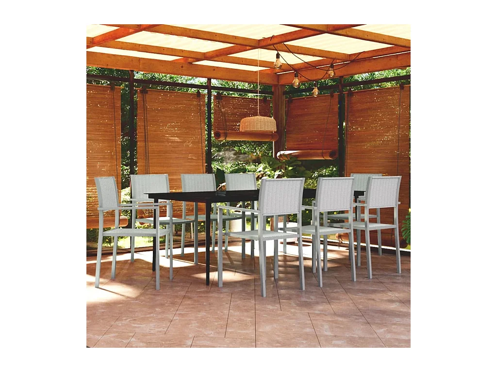 Vejby  Ensemble à manger de jardin 9 pcs Blanc