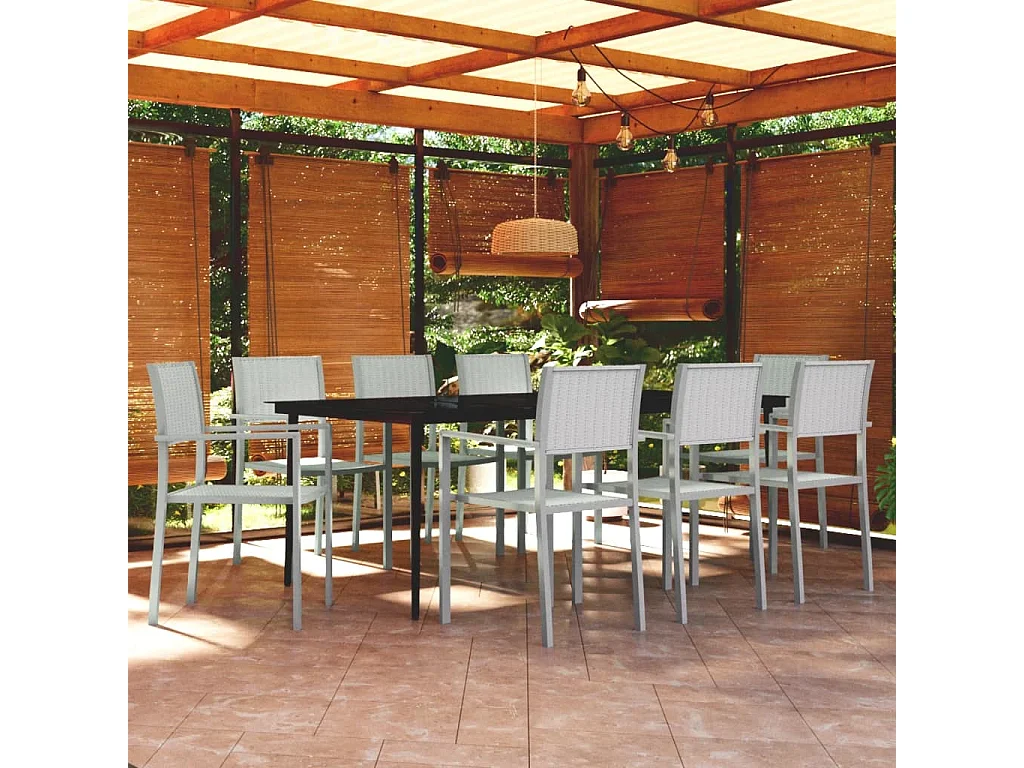 Vejby  Ensemble à manger de jardin 9 pcs Blanc