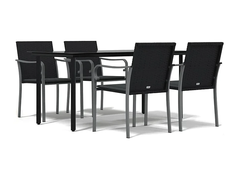 Leonie  Ensemble à manger de jardin 5 pcs coussins résine tressée acier