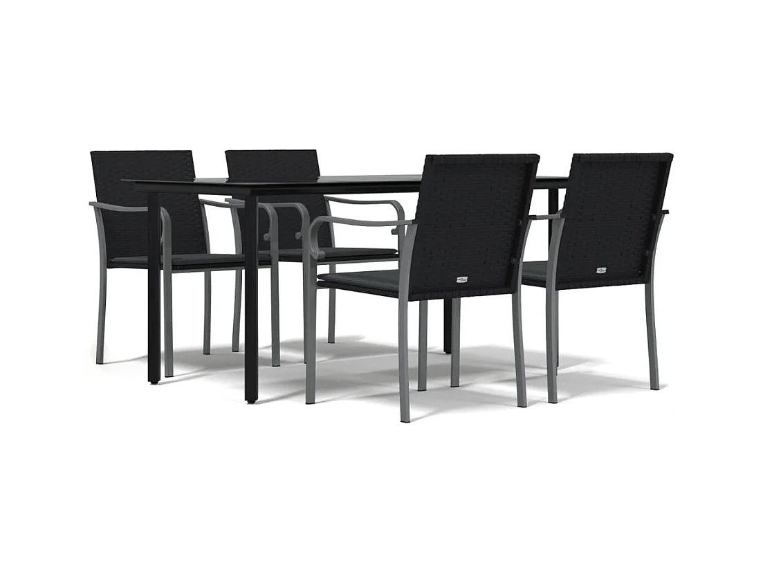 Leonie  Ensemble à manger de jardin 5 pcs coussins résine tressée acier