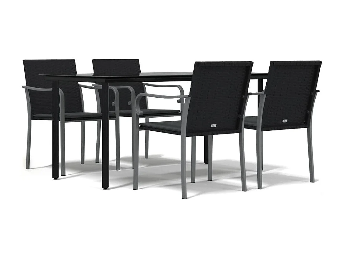 Leonie  Ensemble à manger de jardin 5 pcs coussins résine tressée acier