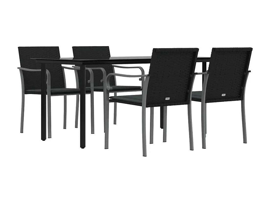 Leonie  Ensemble à manger de jardin 5 pcs coussins résine tressée acier