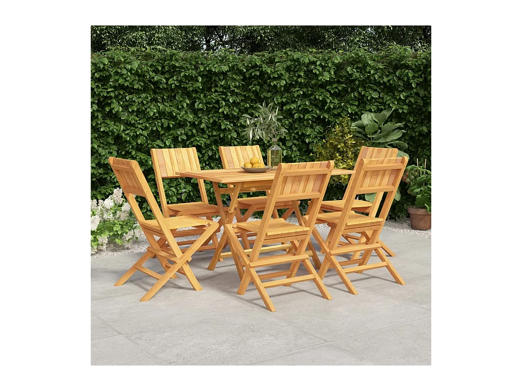 Zeki  Ensemble à manger de jardin 7 pcs Bois de teck solide