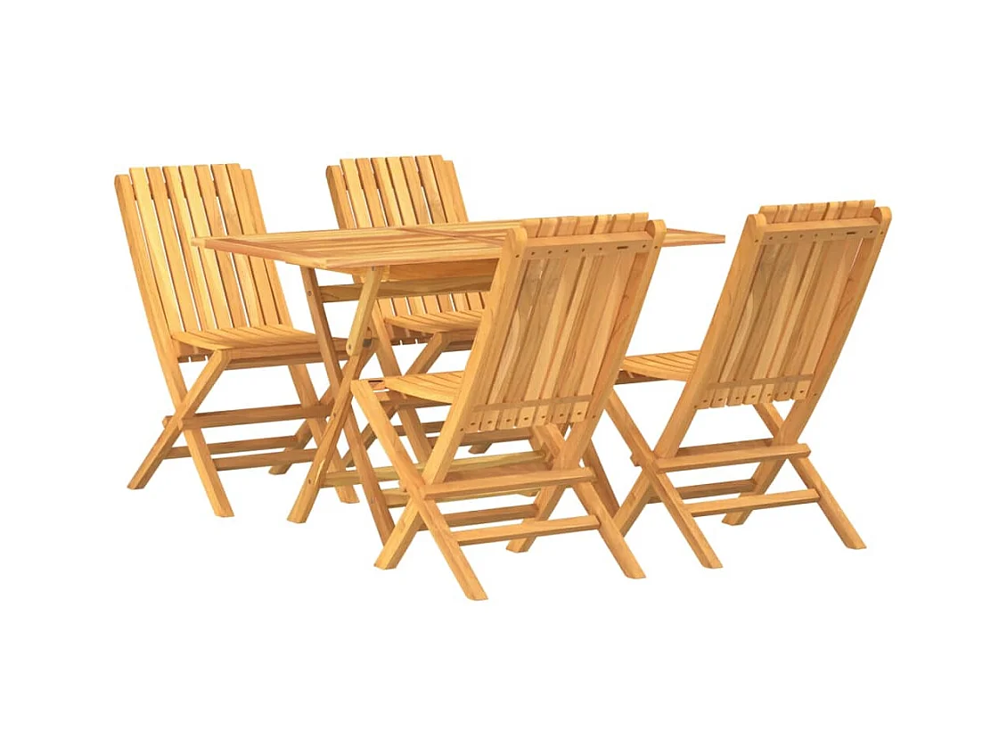 Arvo  Juego de comedor para jardín 5 piezas madera maciza de teca