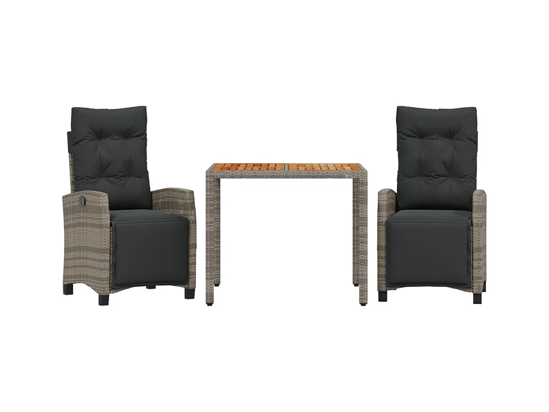 Torgryn  Ensemble à manger de jardin 3 pcs coussins gris résine tressée