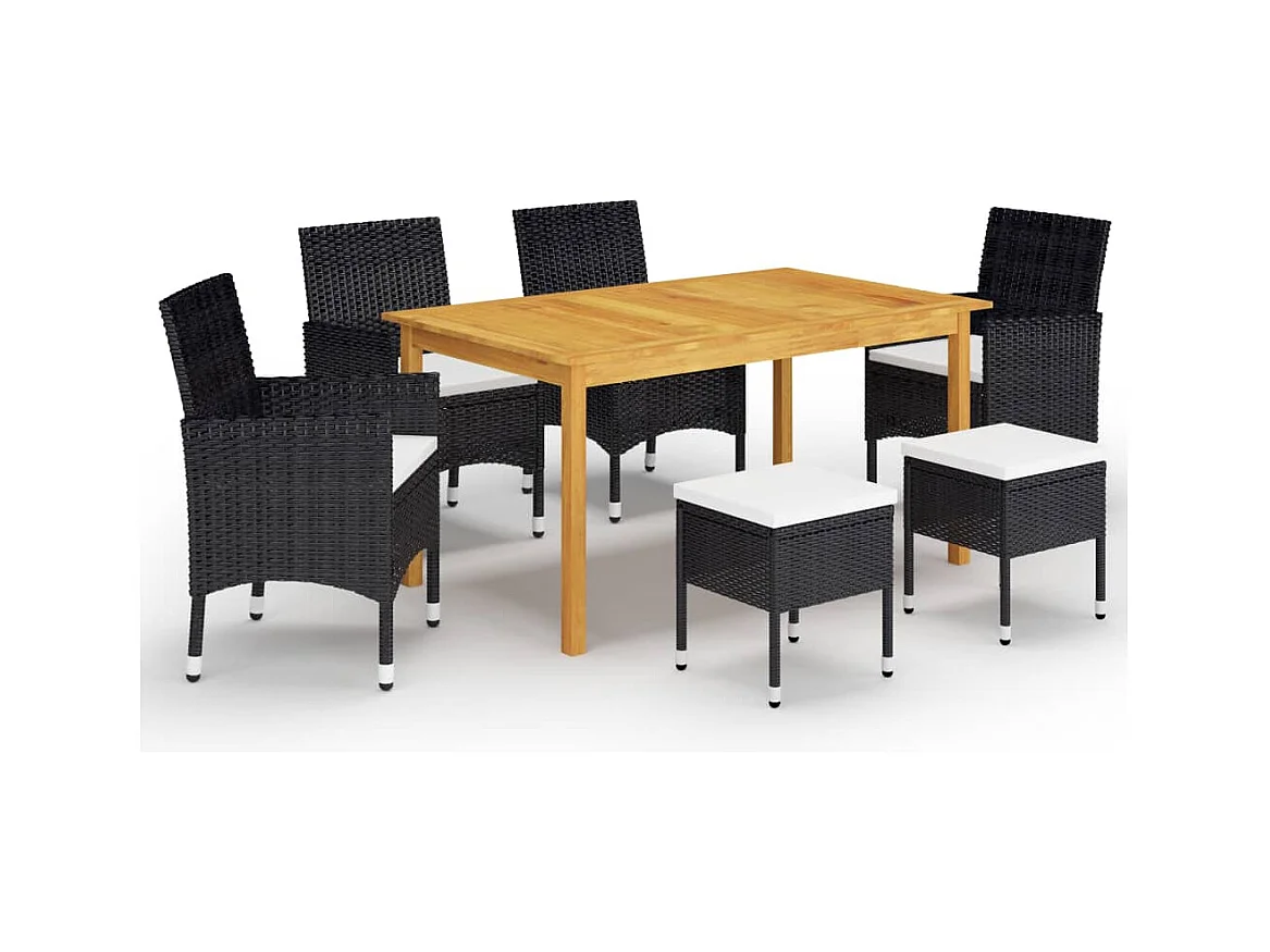 Nesira  Ensemble à manger de jardin 7 pcs Noir