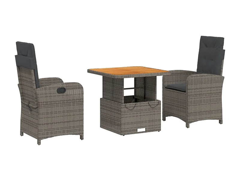 Wise  3-delige Tuinset met kussens poly rattan grijs