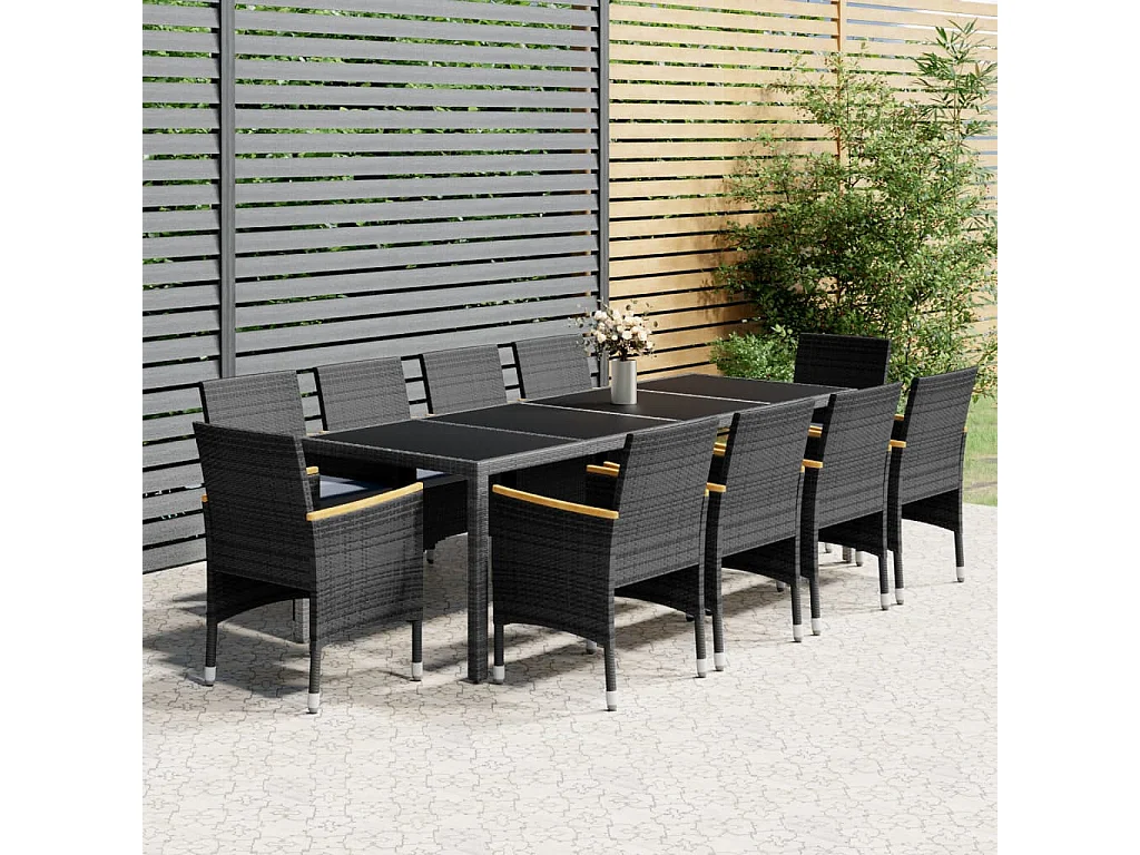 Marlenor  Ensemble à manger de jardin 11 pcs résine tressée gris