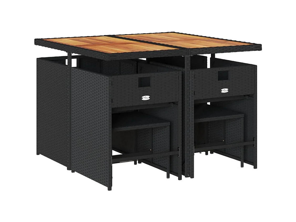 Enfield  Ensemble à manger de jardin 9pcs coussins noir résine tressée