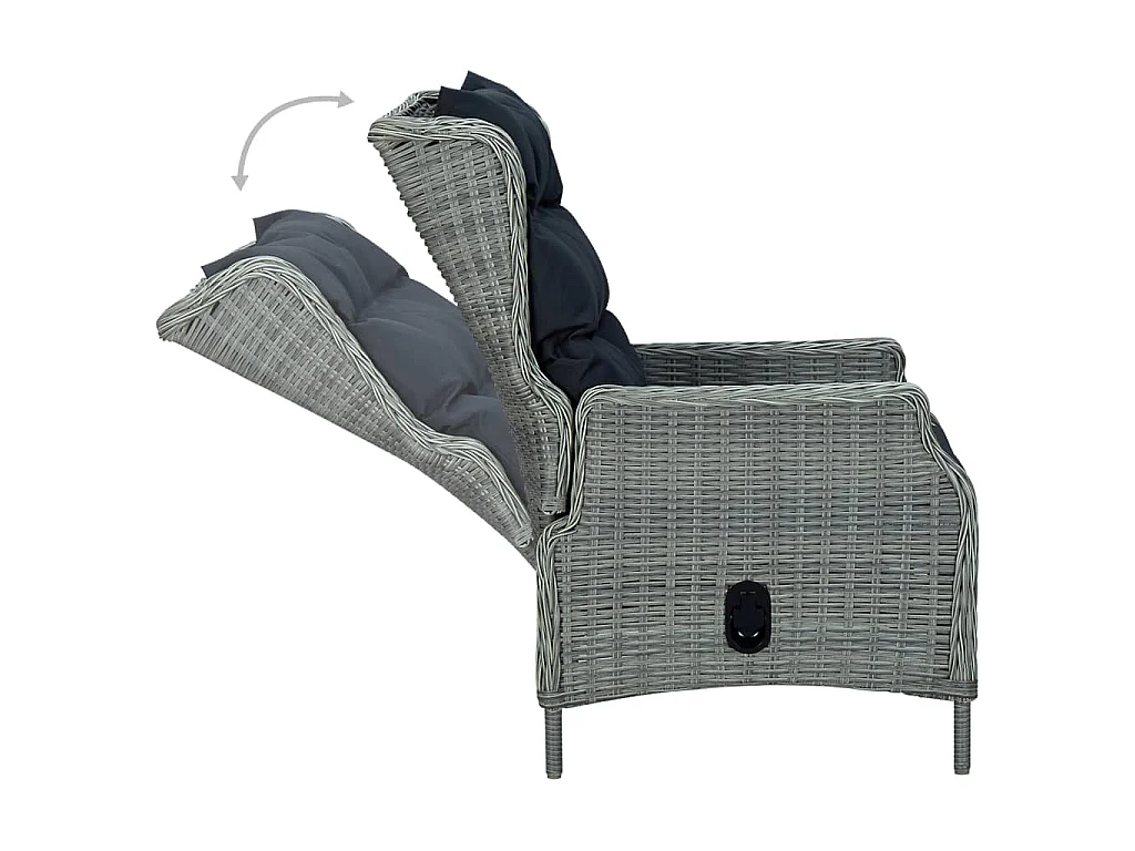 Kalren  Ensemble à manger 9 pcs avec coussins résine tressée gris clair