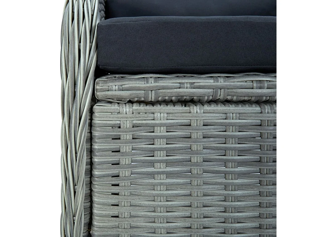 Kalren  Ensemble à manger 9 pcs avec coussins résine tressée gris clair