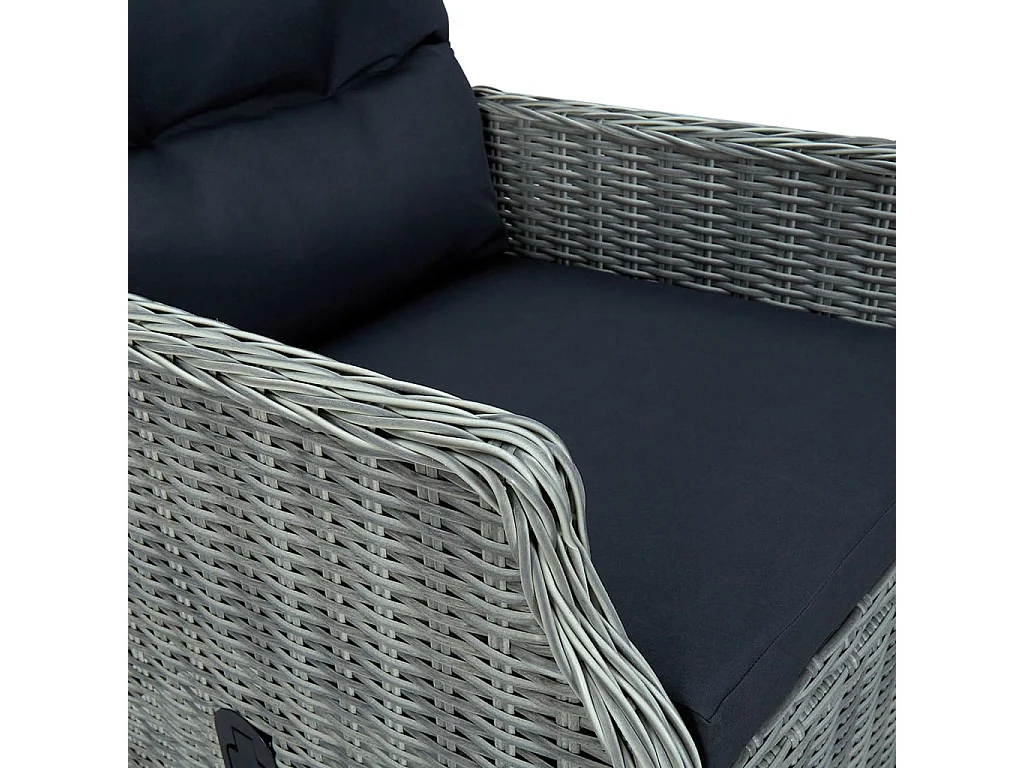 Kalren  Ensemble à manger 9 pcs avec coussins résine tressée gris clair