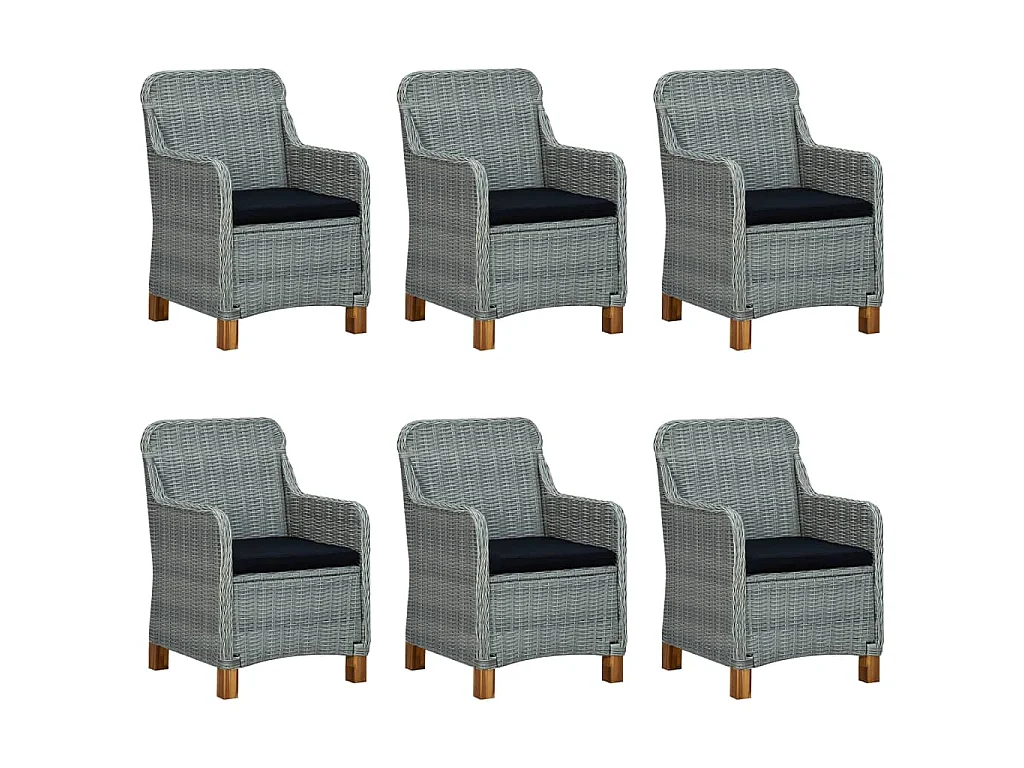 Kalren  Ensemble à manger 9 pcs avec coussins résine tressée gris clair