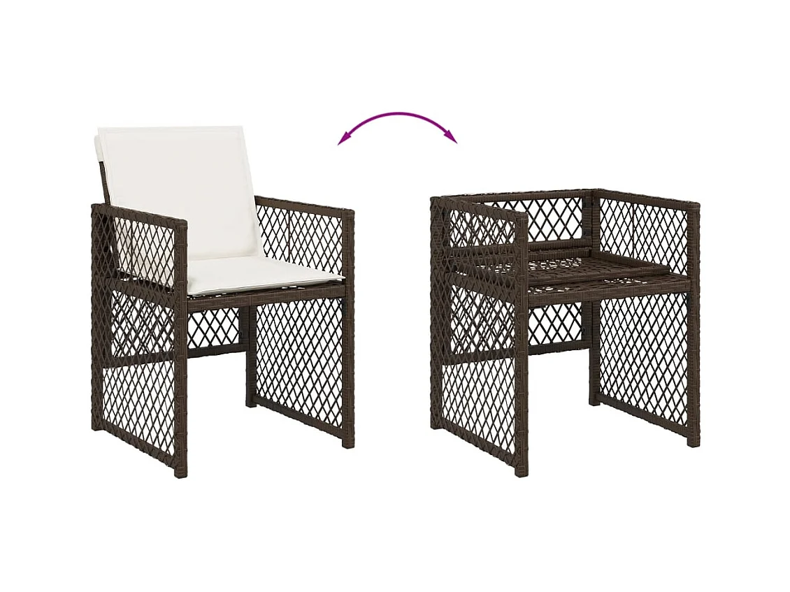 Connersville  Set muebles de jardín 13 pzas y cojines ratán sintético marrón