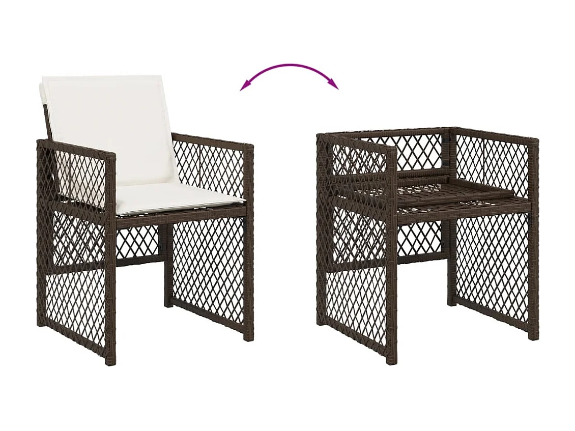 Connersville  Ensemble à manger de jardin avec coussins 13 pcs marron rotin