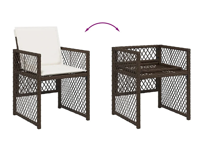 Connersville  Ensemble à manger de jardin avec coussins 13 pcs marron rotin