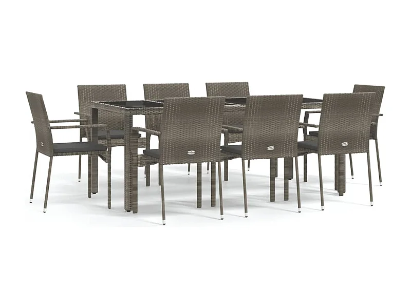 Daniela Patricia  9-delige Tuinset met kussens poly rattan grijs