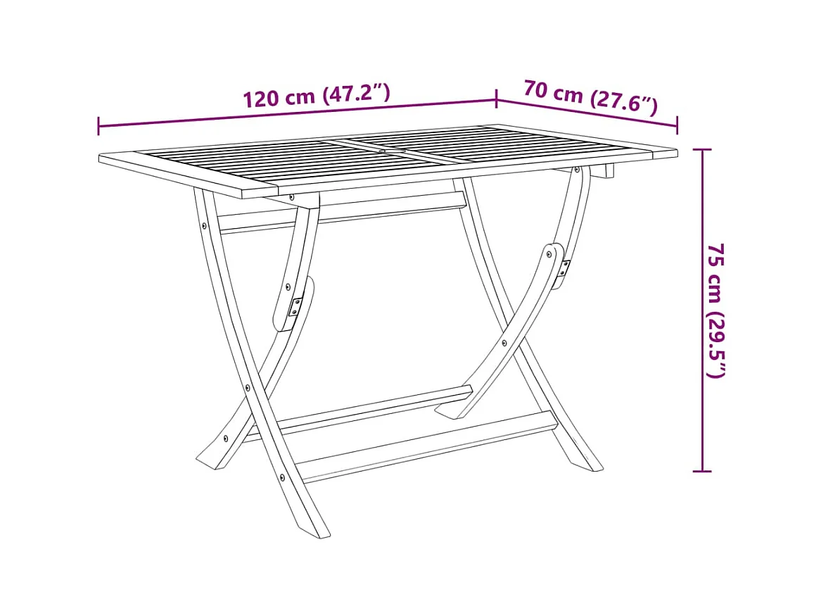 Andreas  Ensemble à manger d'extérieur pliable 7pcs Bois d'acacia solide