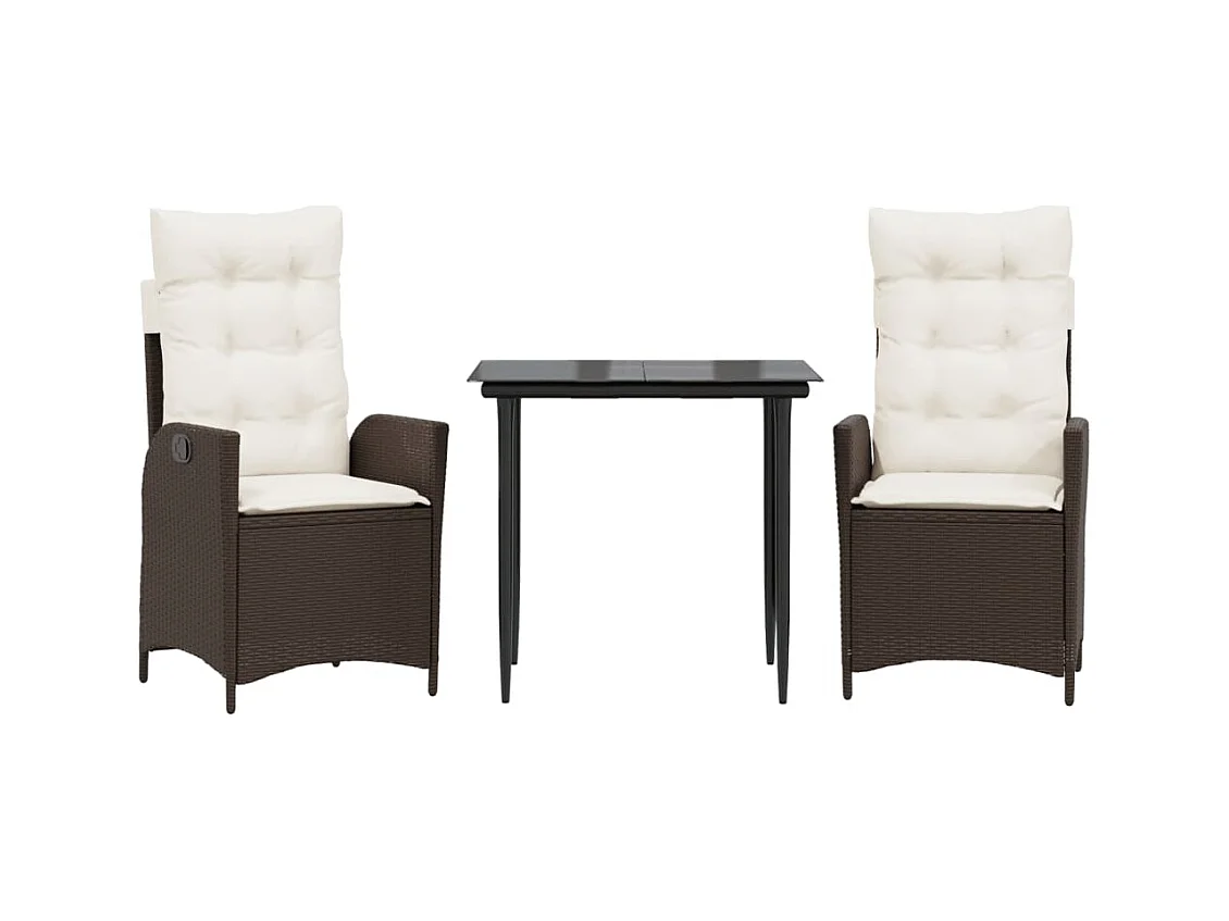 Garden Furniture -  3-delige Tuinset met kussens poly rattan bruin