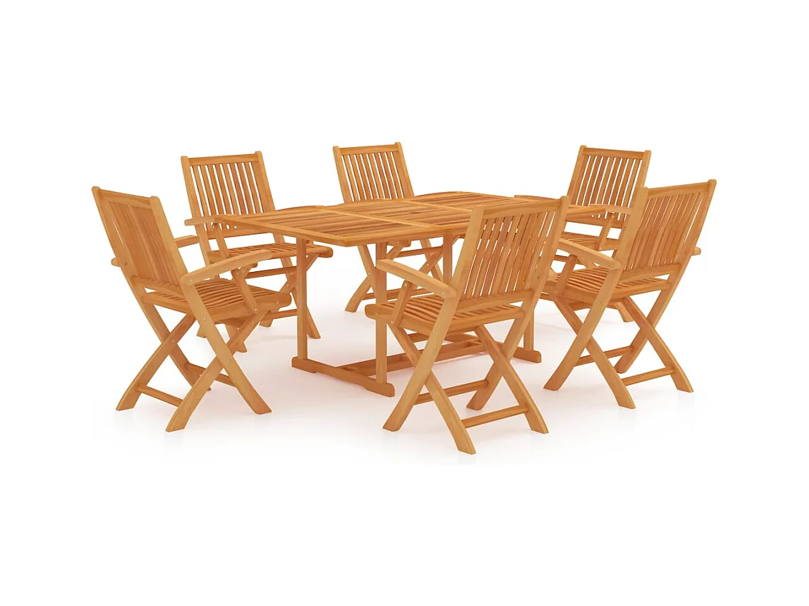 Villenave-d'Ornon  Conjunto de comedor de jardín 7 piezas madera maciza de teca