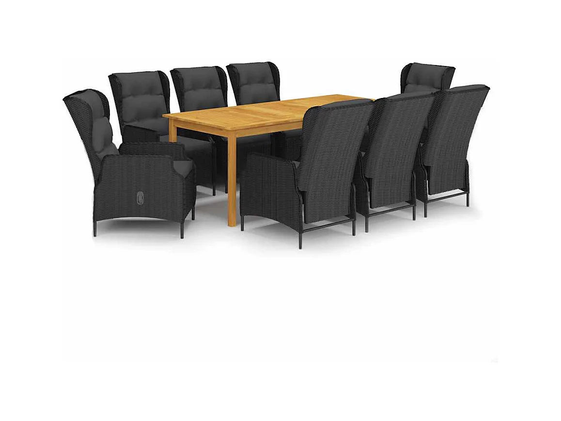 Hana  Ensemble à manger de jardin 9 pcs Gris foncé