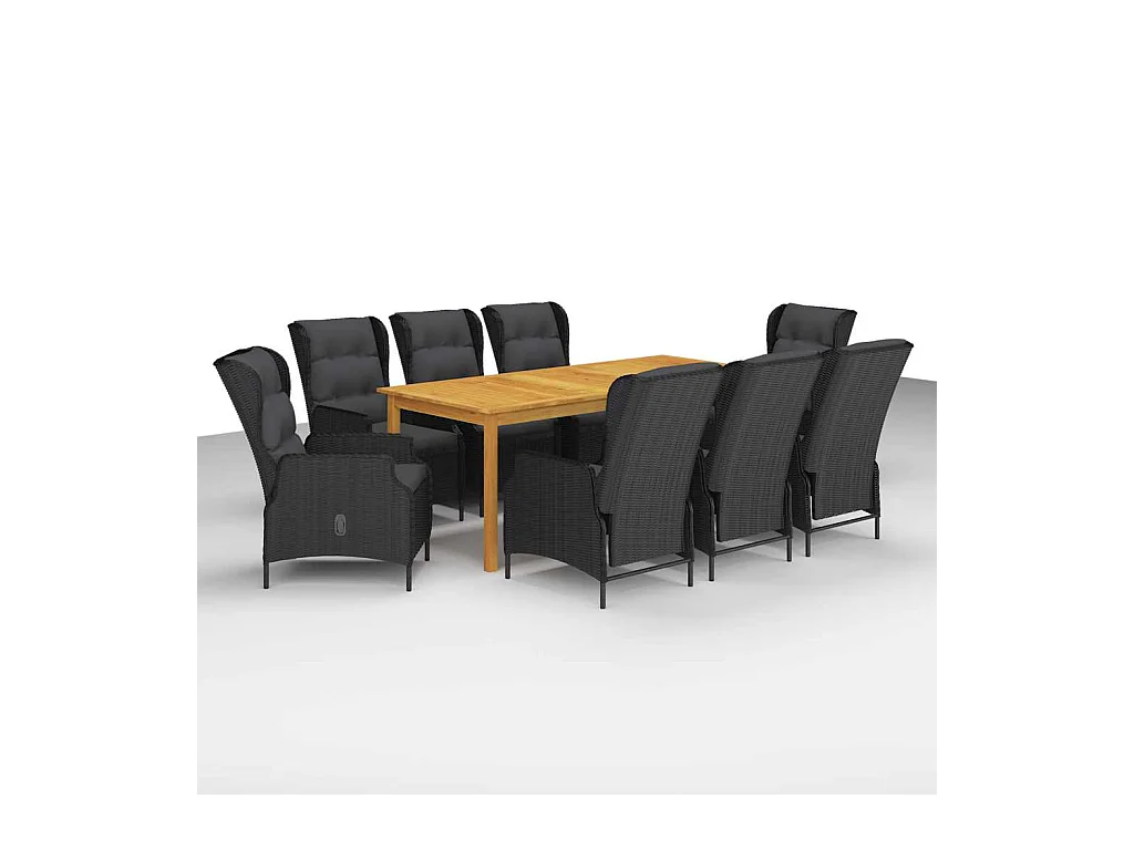 Hana  Ensemble à manger de jardin 9 pcs Gris foncé