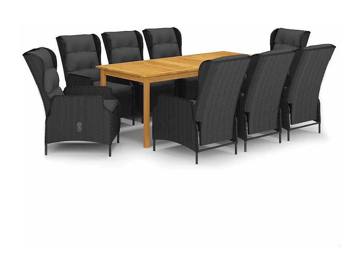 Hana  Ensemble à manger de jardin 9 pcs Gris foncé