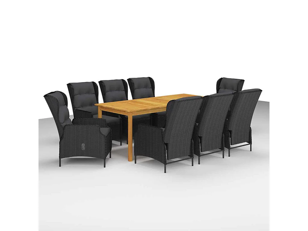 Hana  Ensemble à manger de jardin 9 pcs Gris foncé